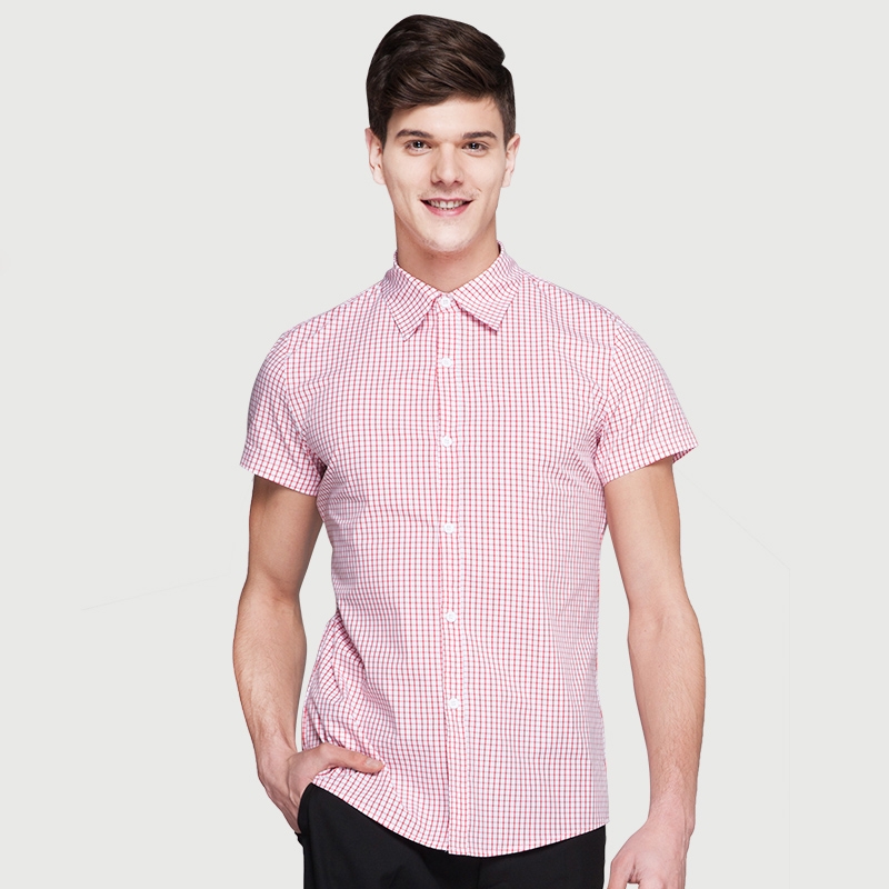 men pink grid shirts 